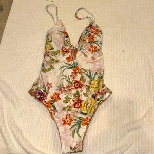 Isabella Rose $345 White Rose Enchanted Lace-Up One-Piece Swimsuit Size L